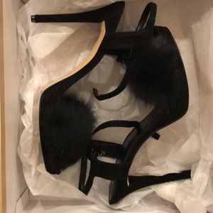 Michael Kors Faye suede and rabbit fur heels